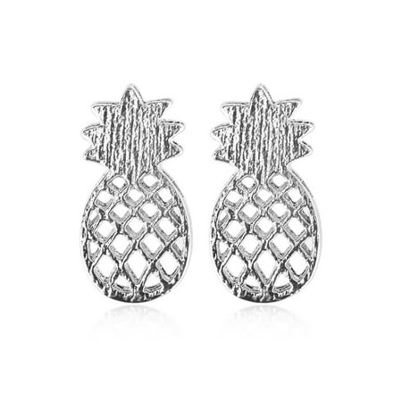 12 Pair Crystal Stud Earrings Set Fashion Cute Fruit Pineapple Earring Ear Studs 